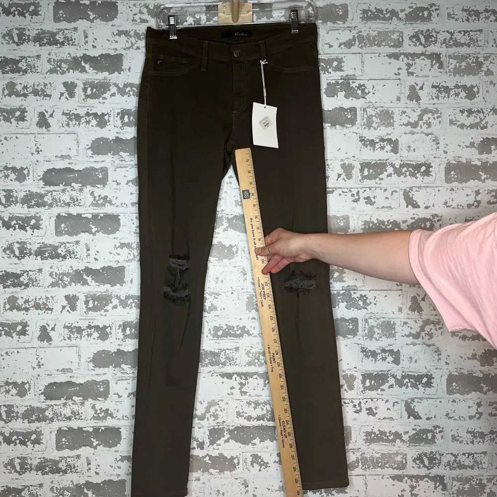 Kancan | women nwt distressed green ankle pants